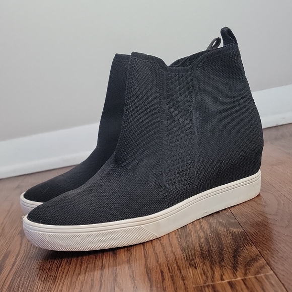 MIA Shoes - Black Knit Wedge Sneakers